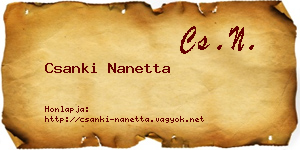 Csanki Nanetta névjegykártya